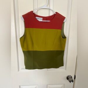 Vintage Elizabeth Scott 100% Silk Colorblock Shell Top Size 12